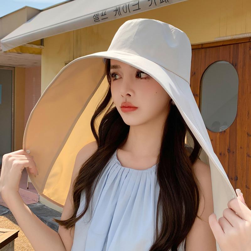 Ladies' Solid Color Woven Wide Brimmed Sun Hat