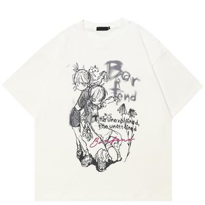 Streetwear Harajuku Grafik T-Shirt Baumwolle T-Shirt Unisex Übergroßes Paar Kurzarm T-Shirt
