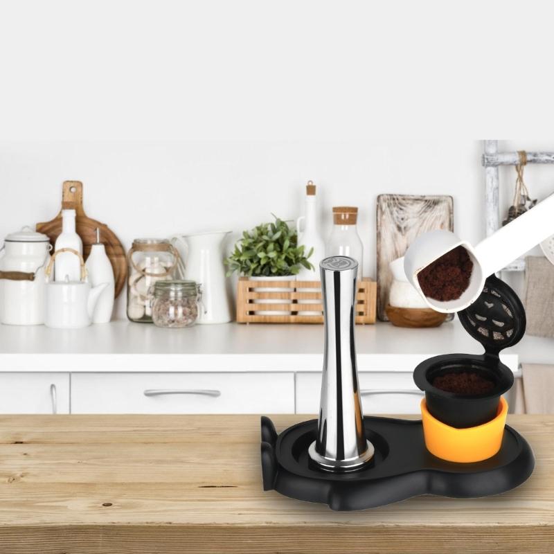 Coffee Tamper Stainless Steel Solid Capsuled Coffee Powder Hammer Machine for Coffee Tamper Caps with Brush Cleaner