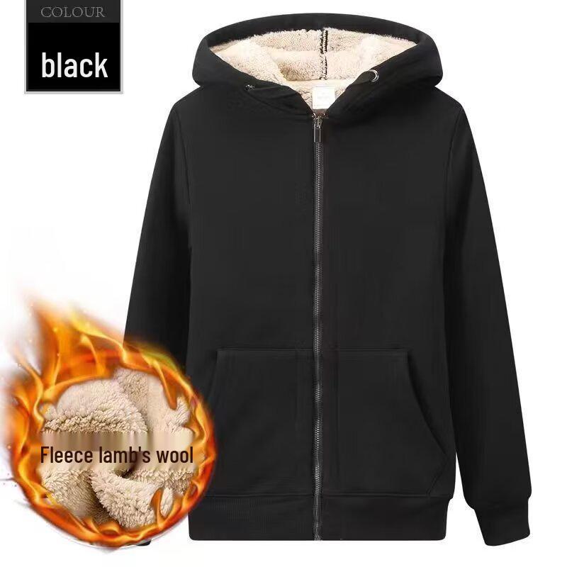 

Unisex Fleece-Lined Autumn/Winter Hoodie, Couple Style, Loose Fit, Zippered Cardigan for All Ages 3XL