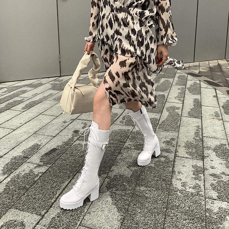 Women's High-heeled Boots for Autumn and Winter, Waterproof Platform, Thick Heel, Motorcycle Boots, Oversized Roman Women's Boots