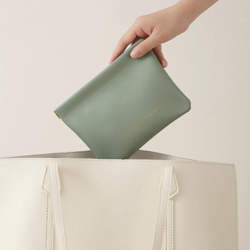 PU Multi-purpose Outdoor Cable & Makeup Storage Bag with Spring Clip Closure