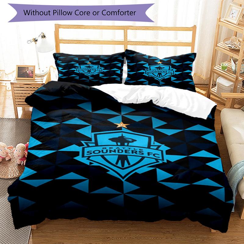 Seattle Sounders FC Printed Pattern Duvet Cover Set – includes 1 duvet cover and 2 matching pillowcases Bedroom decor Christmas gifts