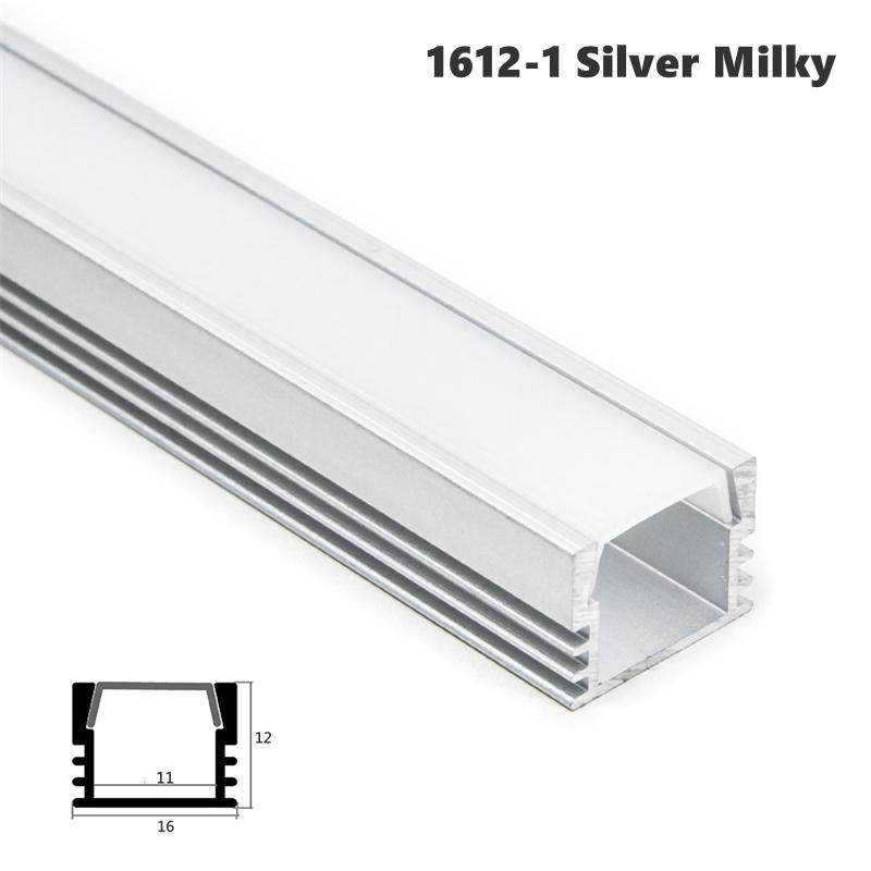 0.5m/1m 1612 LED Aluminum Profile YW Style Recessed Black Silver Channel Indoor Decoration Linear Strip Lights Cabinet Bar Lamp