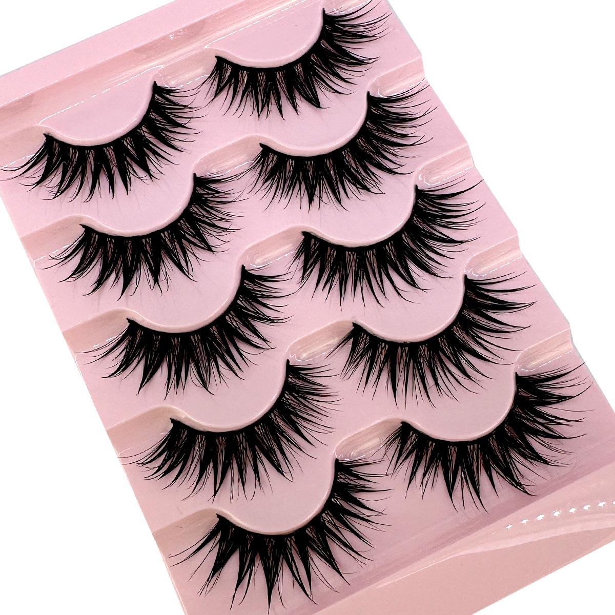 

НОВЫЕ 5 пар натуральных 3D драматических волшебных пучков ресниц Manga Lashes Fake Eyelashs Wet Look Cosplay Lasties