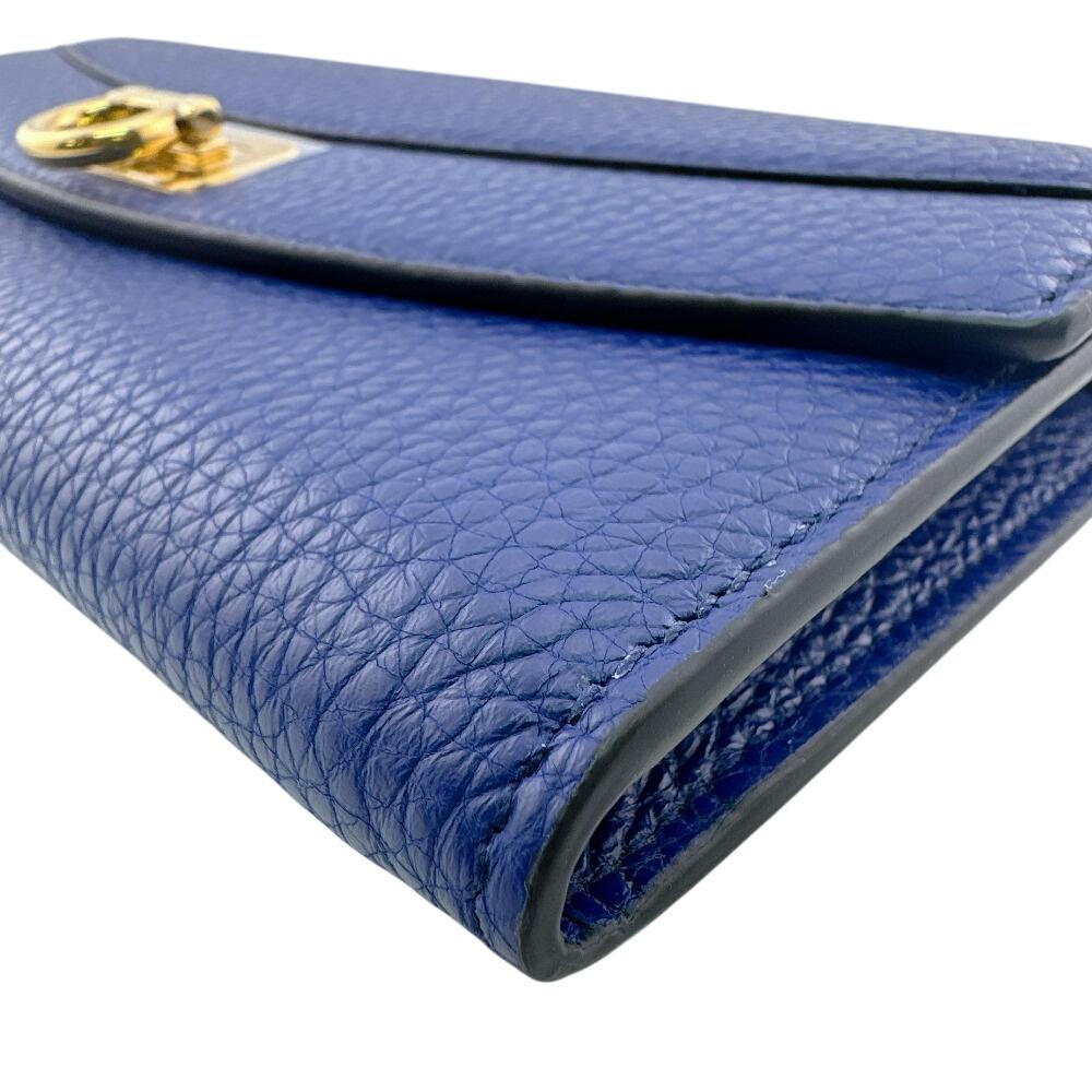 Salvatore Ferragamo 220023CALF GanciniMetal leather Purse Navy leather Used