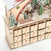 Light-up Advent Calendar, Fillable Advent Calendar, 24 Drawers, Village Scene, 36x10x34cm, Natural Wood