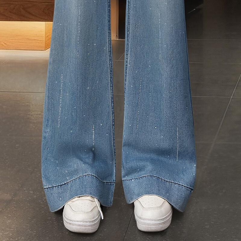 Women's Lyocell Blend High-Waist Wide-Leg Washed Denim Jeans
