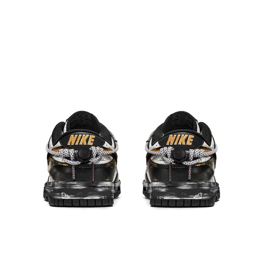 Nike Dunk Low Retro Mechanical Magic, Ink Power Horse Abrasion Resistant Low Top Skateboard Shoes Women's Black Gold DD1503-101(Team83-·)