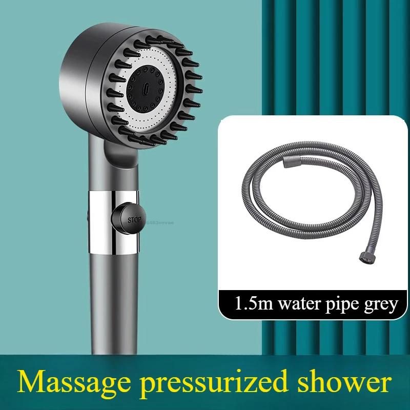 Shower Head with Filter High Pressure Shower Knobs Showers Head One-Key Stop Water Massage Shower System Bathroom Accessories