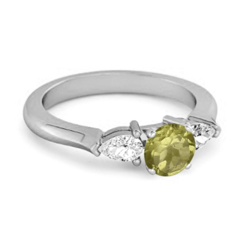 Peridot Drei Stein Birnen Akzentring - Sterlingsilber