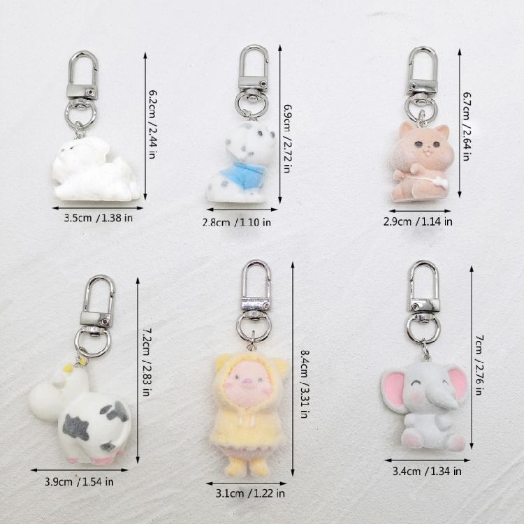 Elegant 3D Flocking Animal Keychain for Ladies Unique Designed Car Key Chain Fashionable Keyring Pendant Ornament