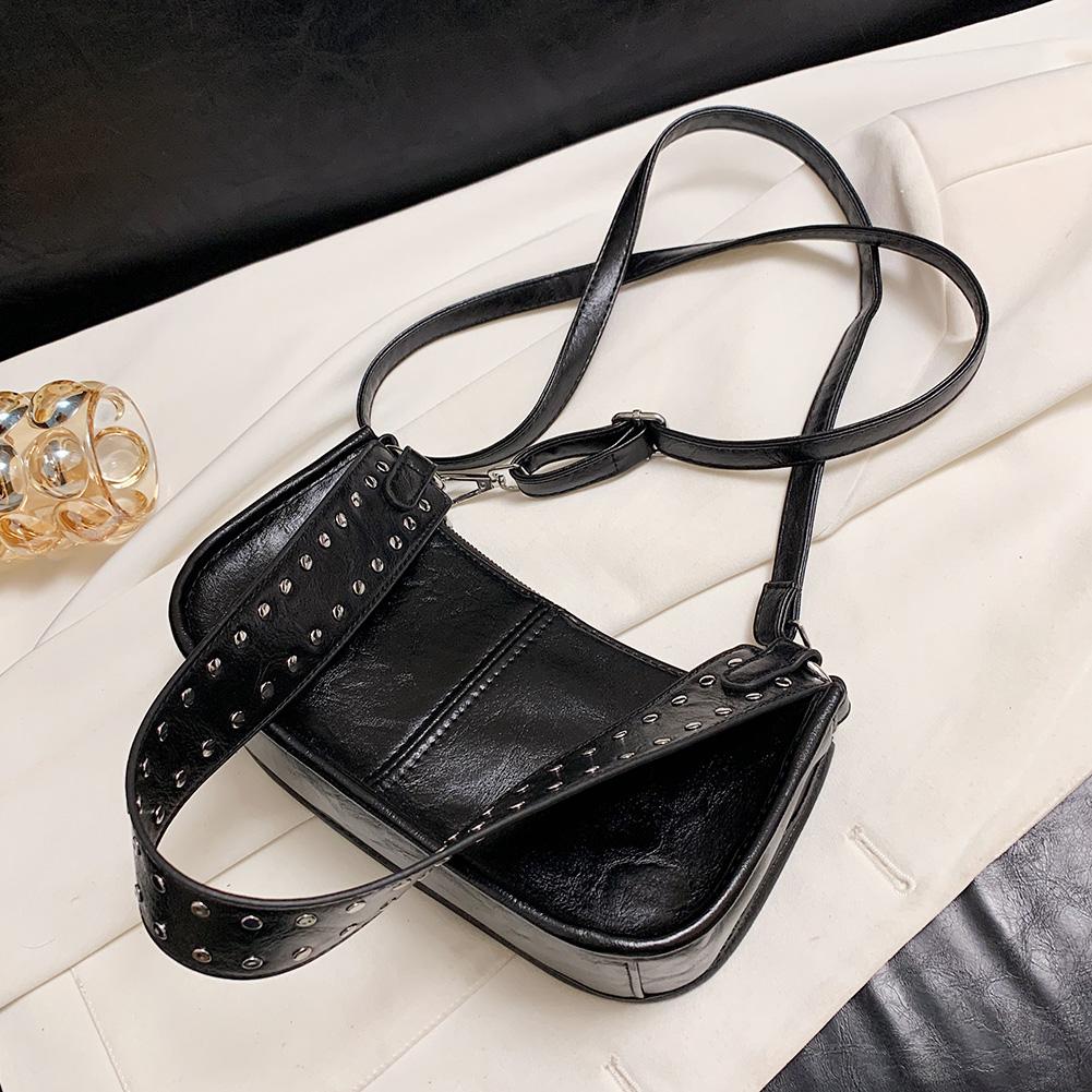 Women Studded Underarm Bag Vintage PU Leather Armpit Bag Retro Y2k Tote Handbag Vintage Crossbody Bags Fashion Hobo Shoulder Bag