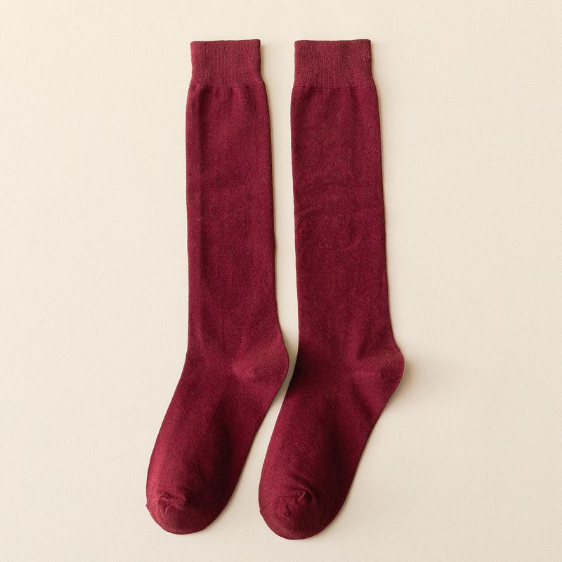 Damskie Jesienne Uniwersalne Jednokolorowe Pokazujące Smukłe Nogi Bawełniane Skarpety