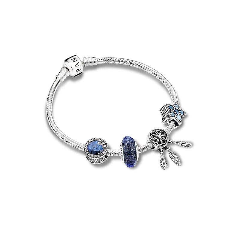 Pandora 925 Sterling Silver Bracelets Set Women's Multicolor B801375