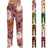 Men's Halloween Print Drawstring Long Pants Casual Loungewear Sleep Pants with Elastic Waistband for Home and