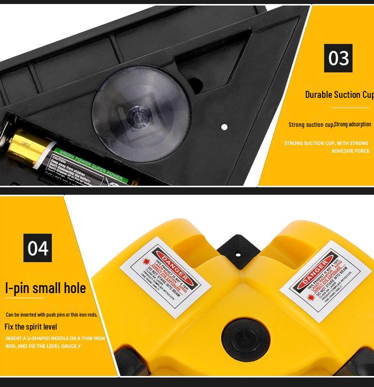 90° Tile Laying Tool: Wall Tile Level, Laser Angle Meter, Right Angle Ground Line Guide