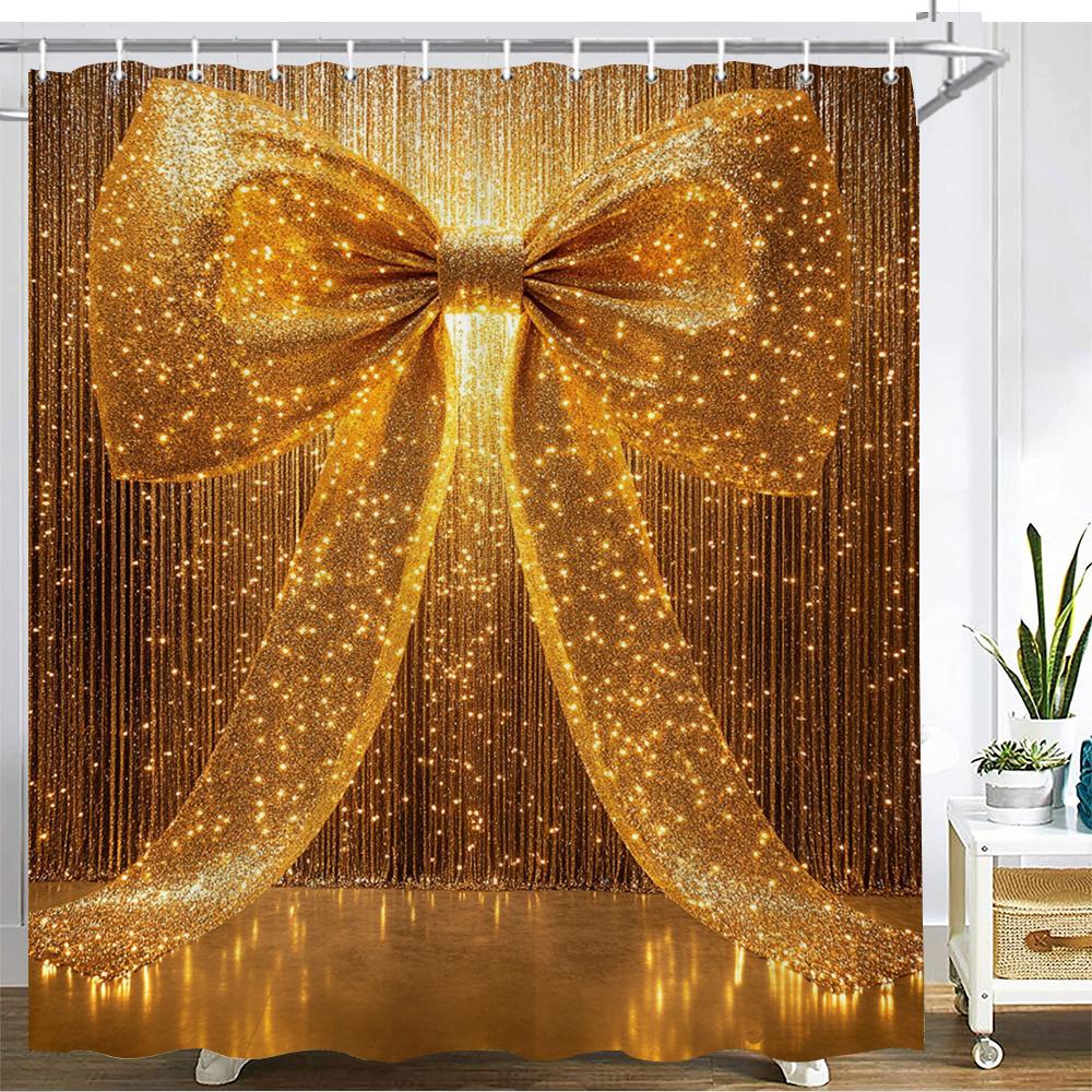 

Shiny Romantic Pink Imitation Bowknot Shower Curtain Bath Curtain Printing Bathroom Curtains For Home Decoration Curtain W60H190(CM)-1 Pcs
