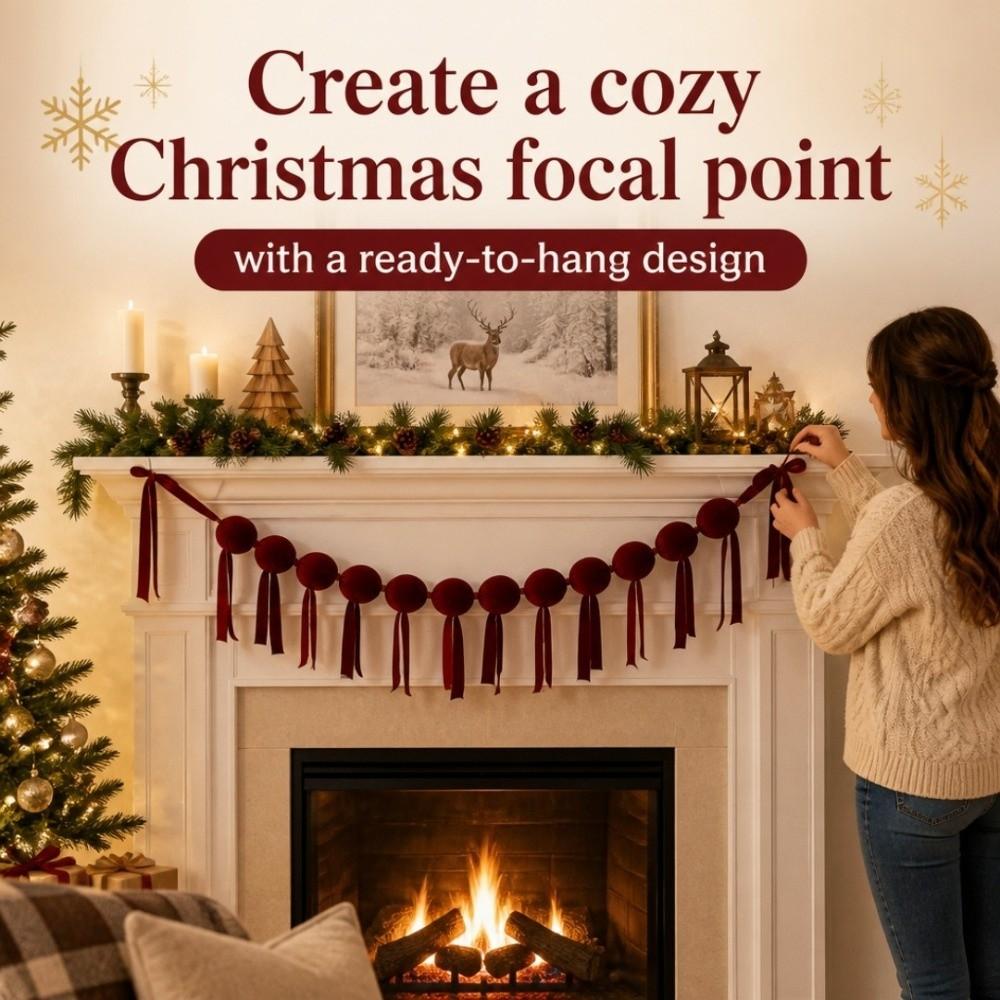 Background Wall Decor Christmas Velvet Ball Garland Hanging Decoration Birthday Party Supplies