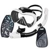Snorkeling Set (2-piece Set): Dry Snorkel with Tempered Glass, Anti-Fog, Mask Strap Cover, and Storage Bag. Unisex, Beginner-Friendly. White. WATER GA