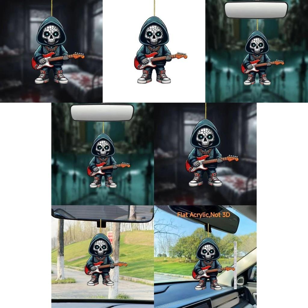 Cartoon Skull Car Ornament With Acrylic Construction For Halloween And Auto Accessories