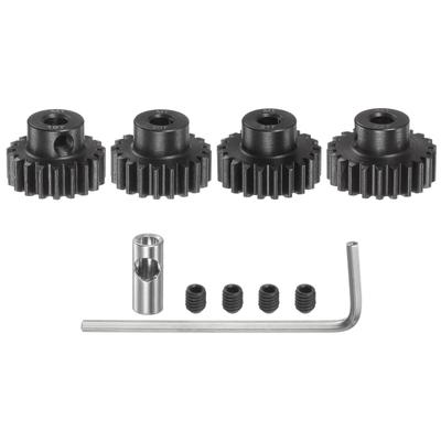 Uxcell M1 Mod1 Pinion Gear Set, 5mm Shaft, 19T, 20T, 21T, 22T Motor Gear, Hardened Steel Pinion Gear with 3.17mm Coupler for RC Car (4 Pieces)