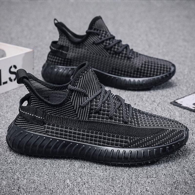 Men's Flyknit Mesh Breathable Casual Running Shoes with Jelly Sole