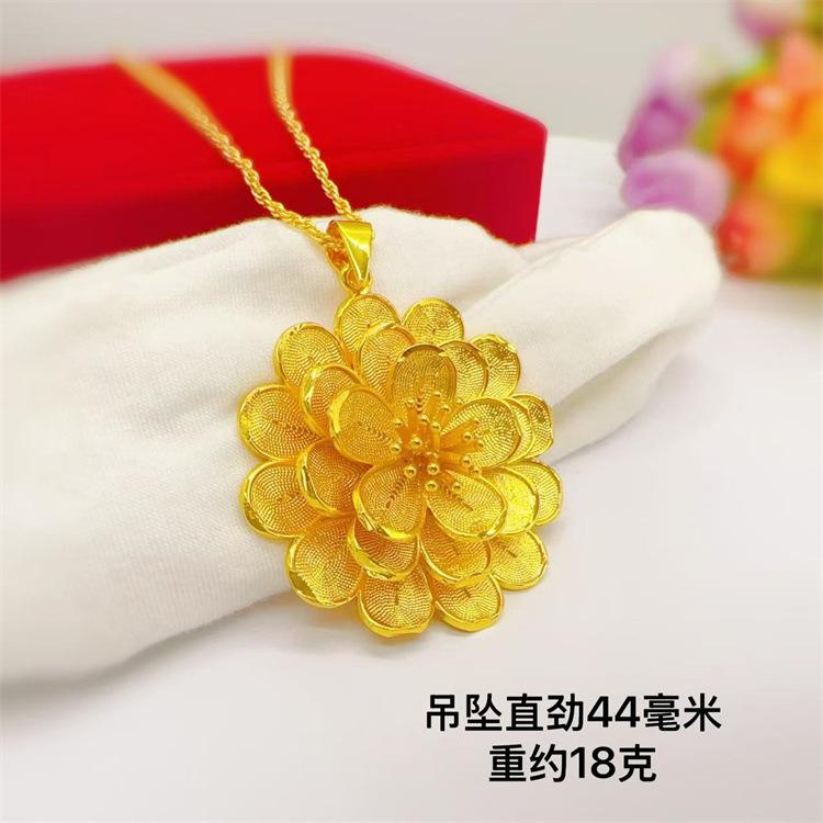 Ins Multi-Layer Flower Gold Necklace! 24K Gold AU999 New Women's Style, Petal Hollow Stacking Design, Layered Trendy Unique