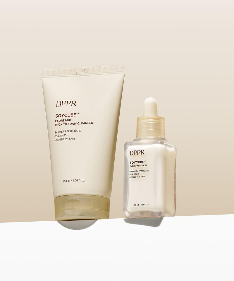 [2SET] Soy Cube Exo Repair Soy Milk Pack-to-Foam Cleanser 120ml + Soy Cube Exo Repair Soy Milk Barrier Serum 50ml