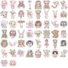 50PCS Pink Creepy Girl Stickers Cute Cartoon Doodles Decorative Stickers for Cups, Notebooks, Phones, and Luggage