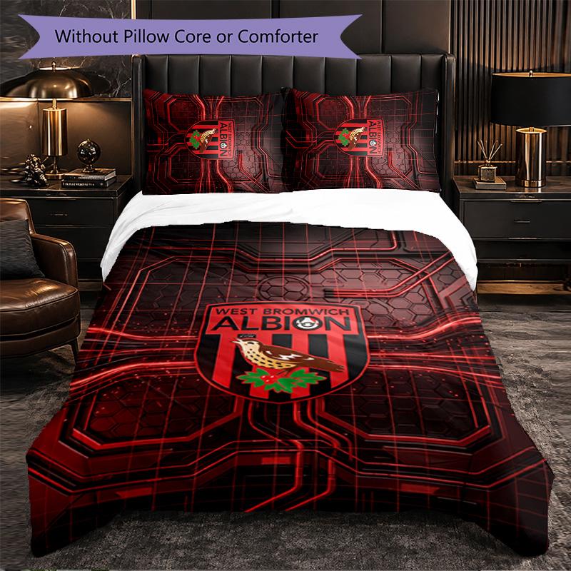 West Bromwich Albion Football Set Biancheria da Letto 3 Pezzi Morbido Set Copripiumino con Federe Set Decorazione Camera da Letto per la Casa