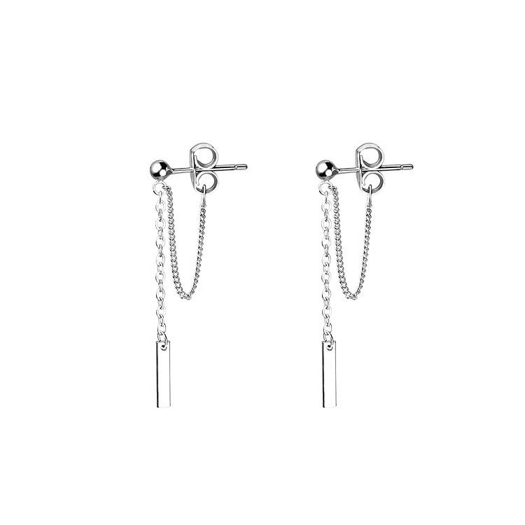 925 Silver Chain Stud Earrings - Summer Tassel Drop Earrings, Trendy Hip Hop European & American Style for Women (2021 Collection)