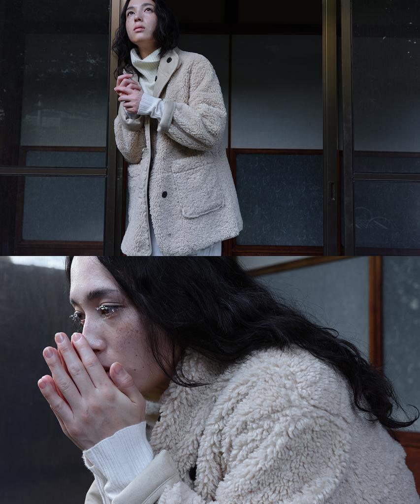 Loutaideu Boucle Turtleneck Knit [Ivory]