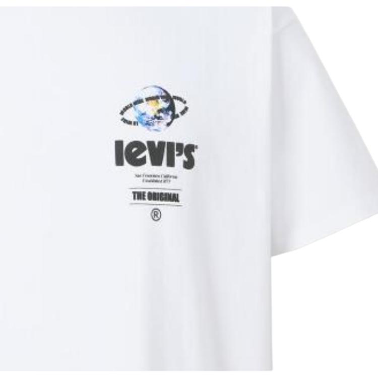 Levis Logo Loose Comfortable Crew Neck Short Sleeve T-Shirt Men Tops White 87373-0047