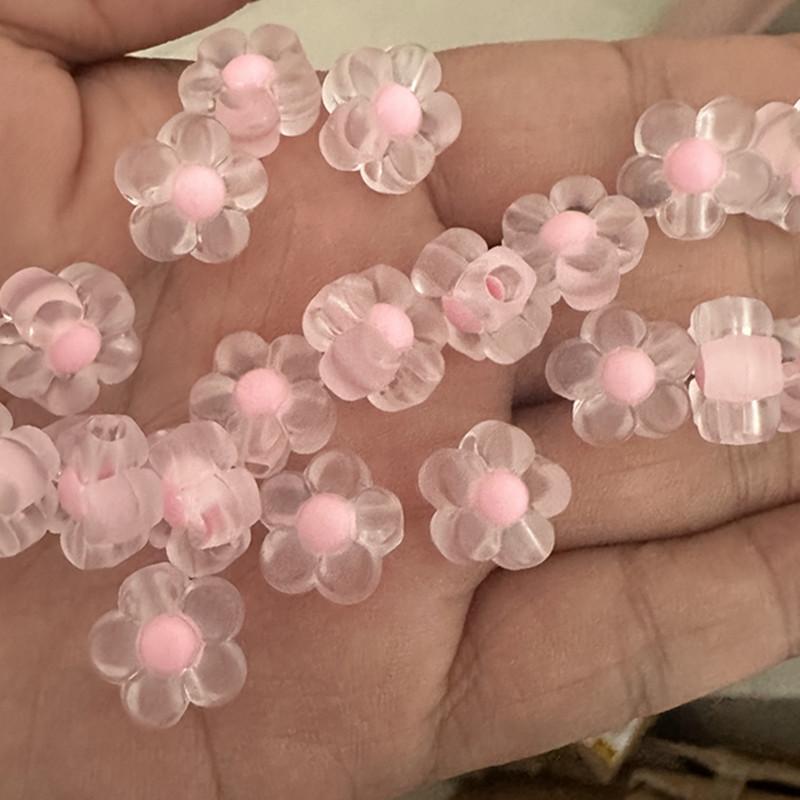 100pcs 12mm Sunflower Acrylic Beads Matte Transparent Mixed Color Spacer Loose Beads DIY Bracelets Necklace Jewelry Accessories