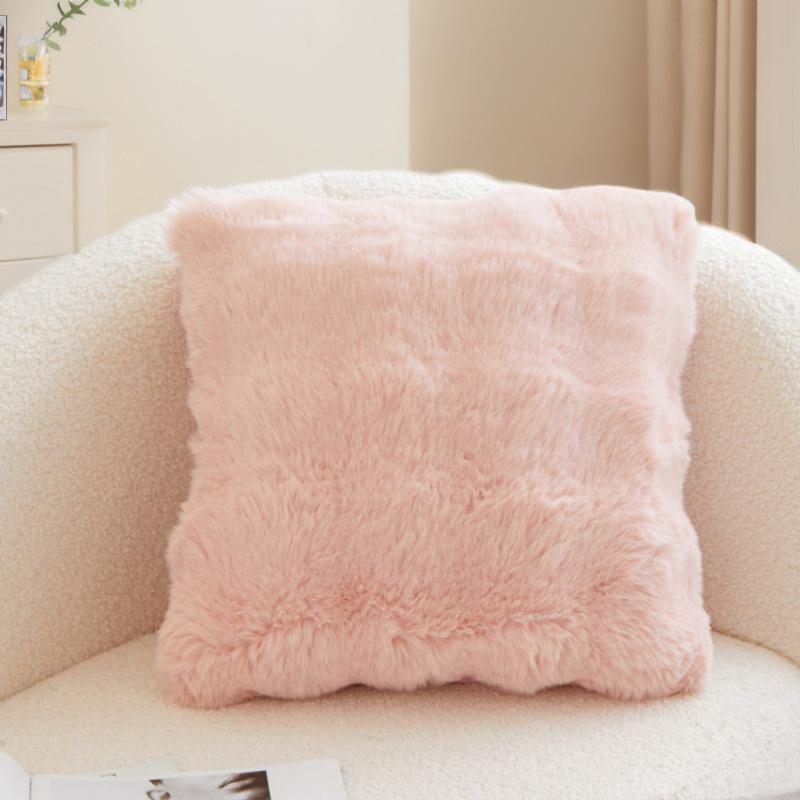 2PC Solid Color Bubble Rabbit Velvet Cushion Cover Autumn Winter Plush Cushion Cover Nordic Sofa Bedroom Pad Waist Pillowcase