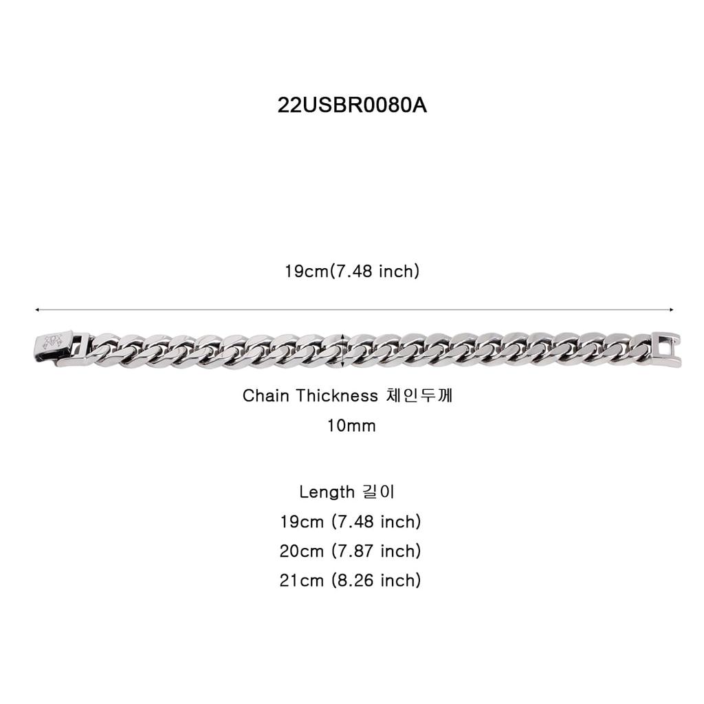 Mezmic 10Mm Figaro Chain 925 Silver Bracelet