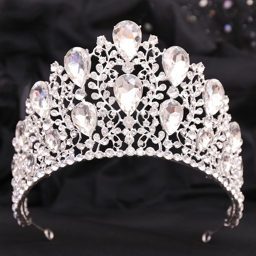 Baroque fashion large crown tiara bridal alloy rhinestone wedding accessories exaggerated AB crown