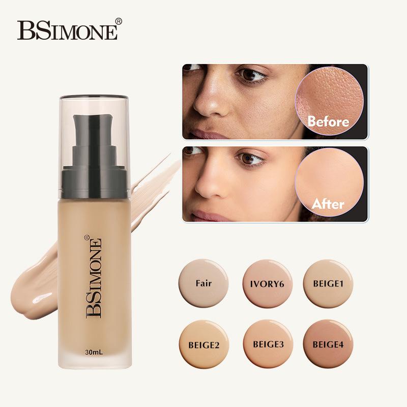 Bsimone Face Base Liquid Foundation Makeup Concealer Waterproof Brighten Whitening Long Lasting Bb Cream Cosmetics