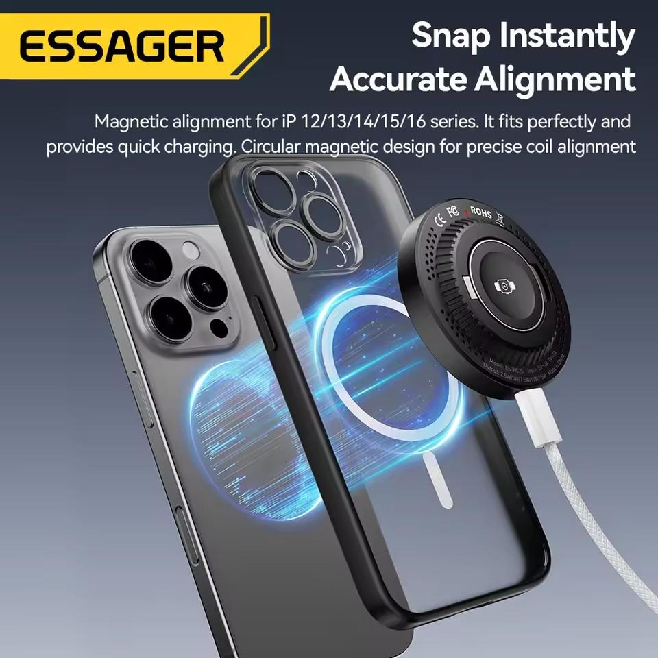 Essager 15W Magnetic Wireless Charger 2-in-1 Phone iWatch Dual Fast Charging Dock Station For iPhone 16 15 14 13 Huawei Samsung