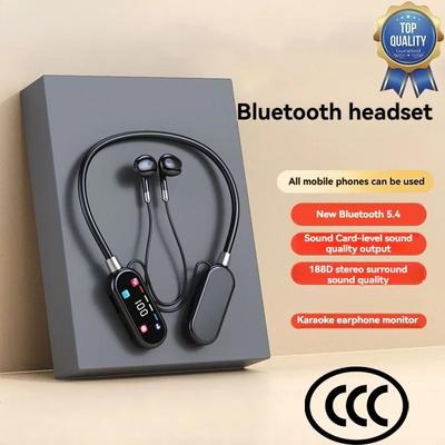 Barevný displej Bluetooth 5.4 Sluchátka Sluchátka na krk Bezdrátová sluchátka HiFi Stereo Redukce šumu Špunty do uší pro živé vysílání