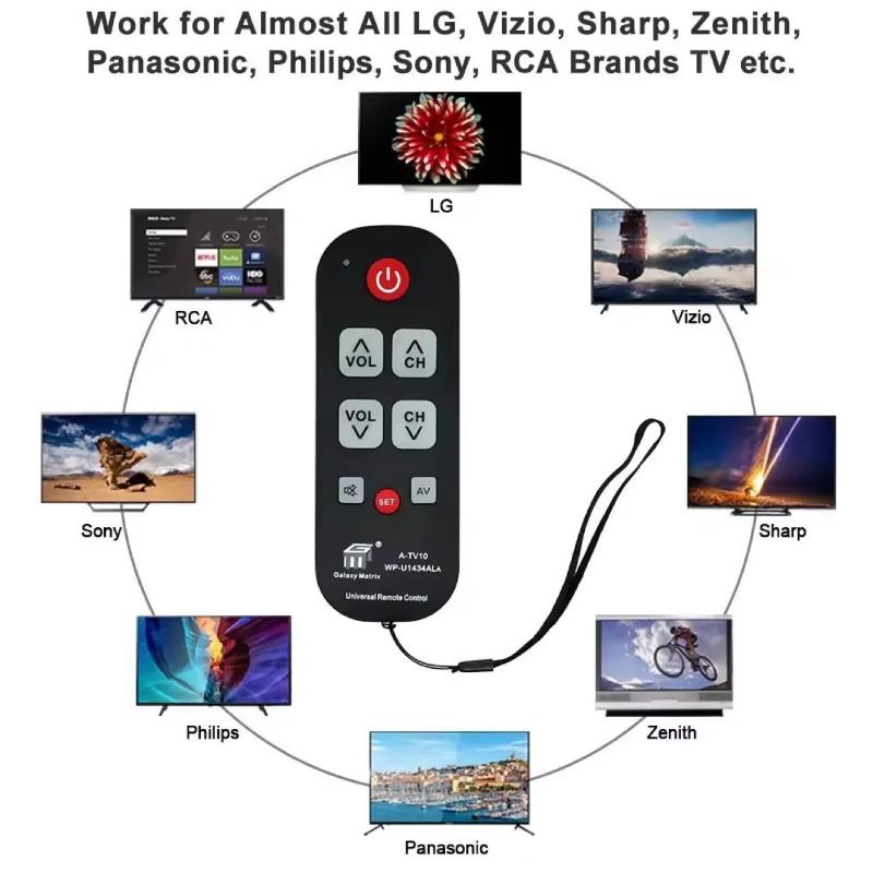 A-Tv10 Pilot do telewizora Uniwersalny kontroler Prosty wodoodporny pilot zdalnego sterowania ze światłem LED do wszystkich modeli telewizorów