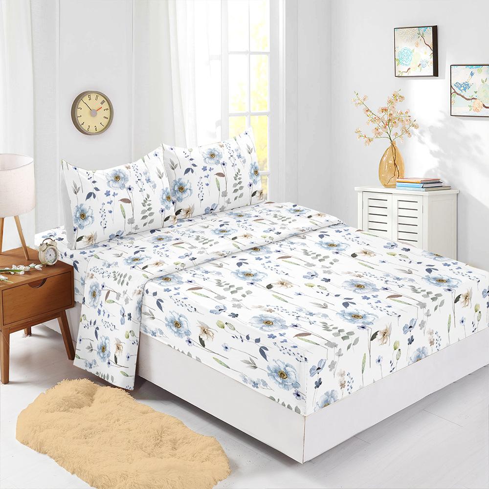 Four-Piece Mattress Sheet Digital Printing Small Fresh Mattress Protective Cover Bedding