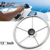 13-1/2 " Marine Grade Stainless Steel Steering Wheel Marine Boat Accessories Steering Wheels 5 Spoke Without Knob Fit for Yacht