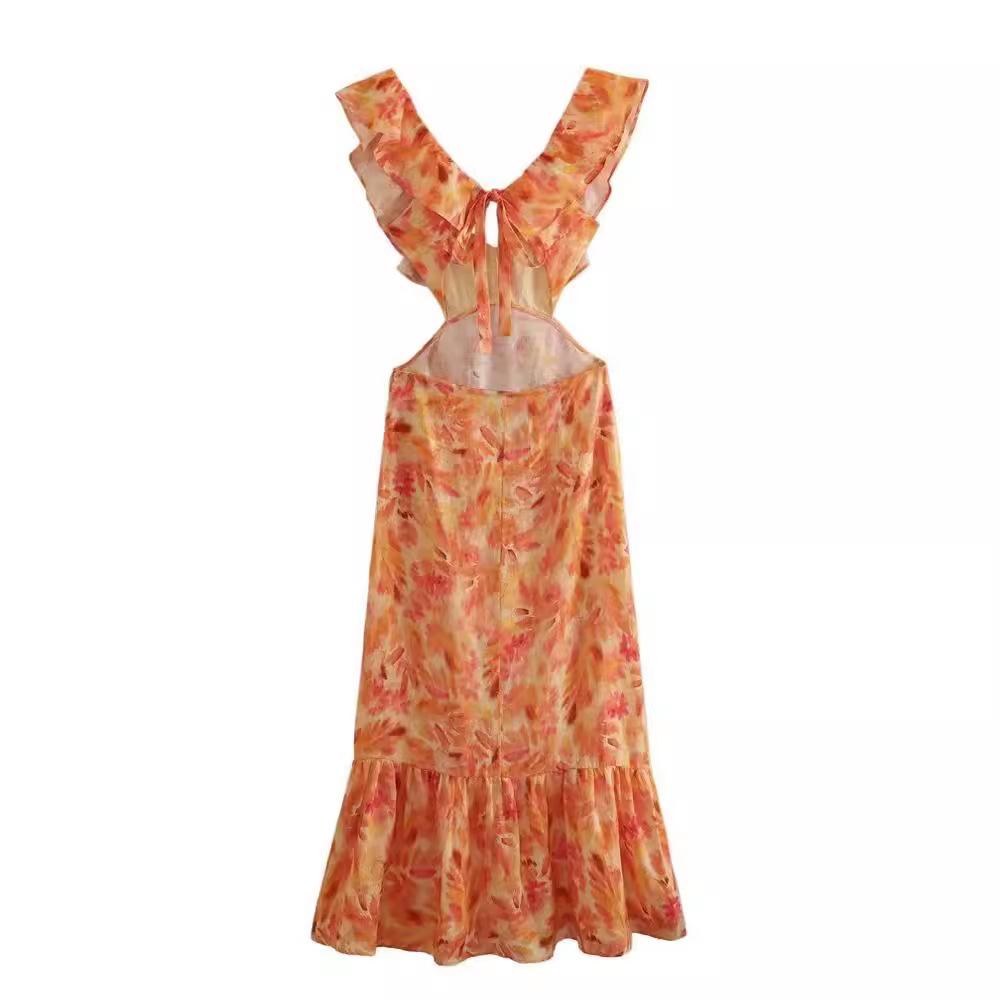 European and American Summer Women's Clothing New Laminated Decorative Midi Dress
