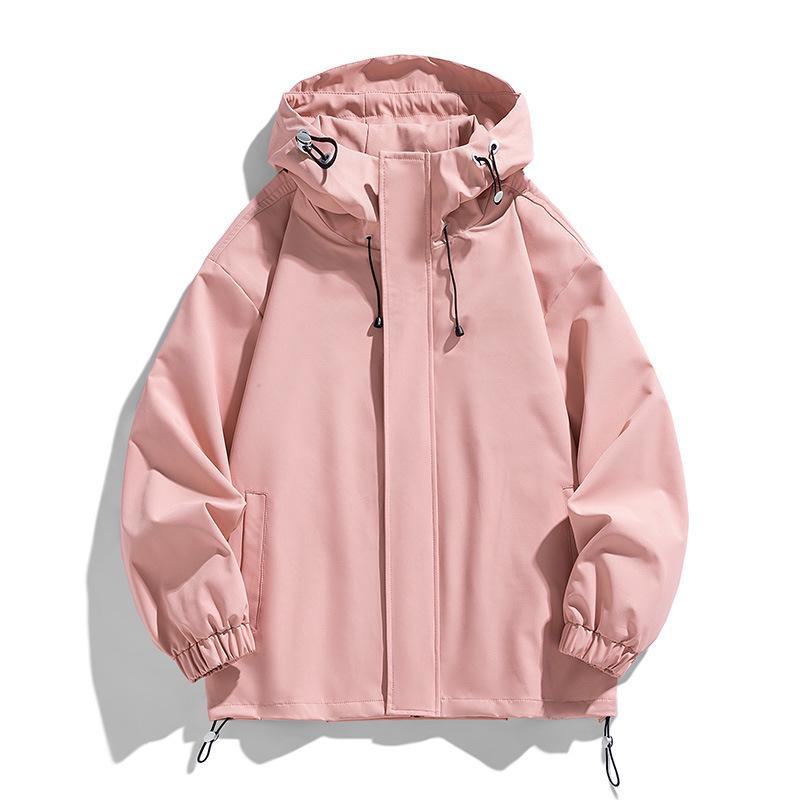 Chaqueta con capucha unisex para exteriores, color sólido para primavera y otoño, ropa deportiva informal para hombre, ropa para parejas.