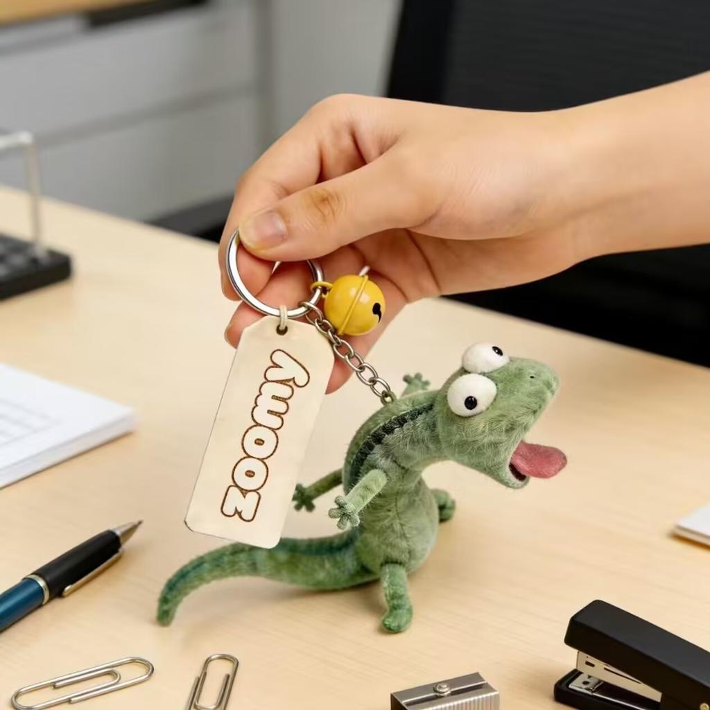 Fun Green Lizard Backpack Charm Keychain Super Cute and Funny Plush Toy Soft Stereoscopic Plush Decoration Toys Surprise Gifts