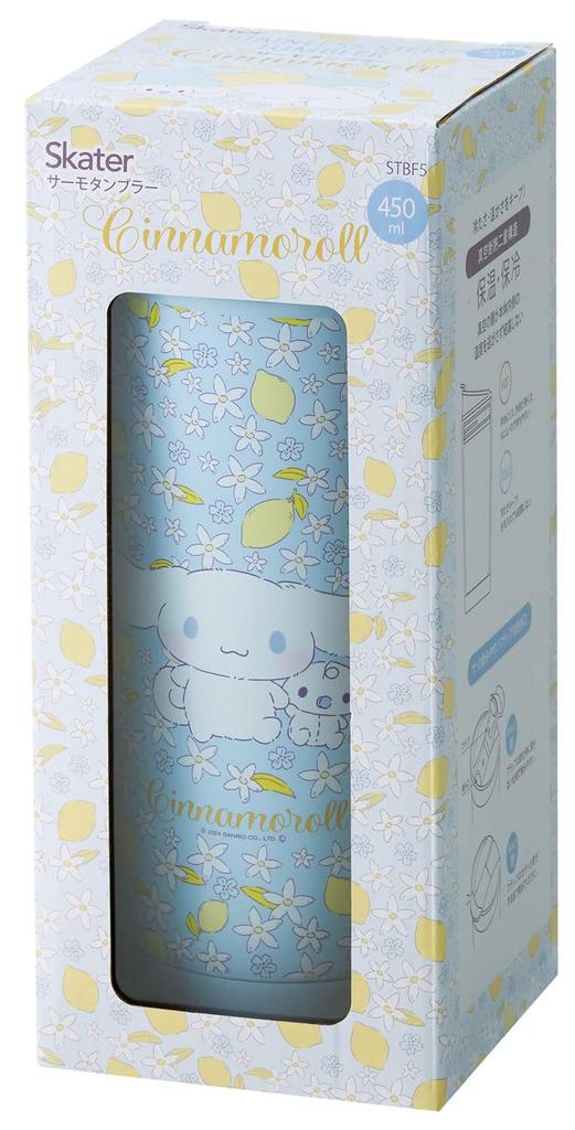 Skater Thermo Vacuum with Flap Sanrio Cinnamoroll Plush Tumbler, 450ml, Hot/Cold Insulation, Insulated, Lid, Lock, Hug, STBF5-A