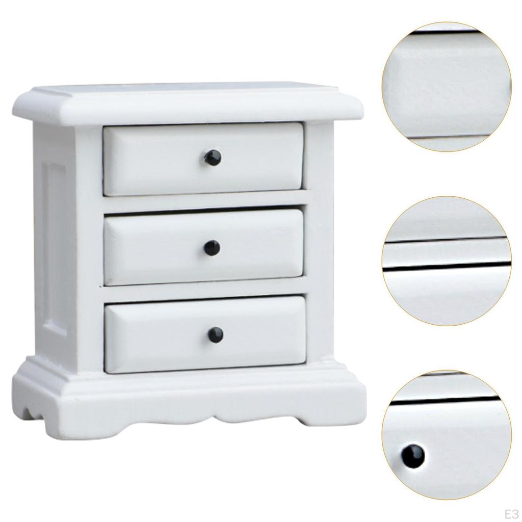1:12 Dollhouse Wooden NightStand Bedroom Furniture Mini Bedside Table