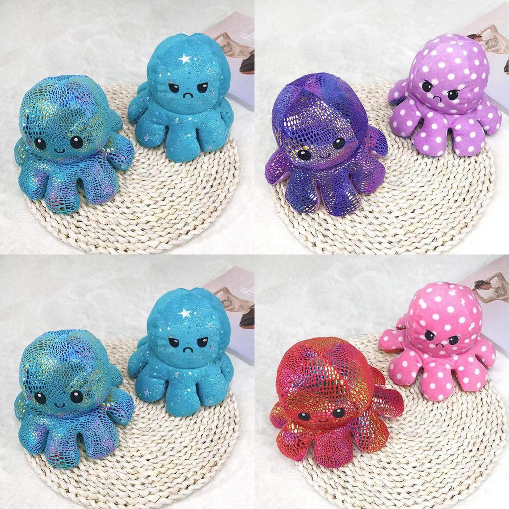 Adorable Sequin Double-sided Flip Reversible Octopus Plush Toy For Kids Joyful Moments